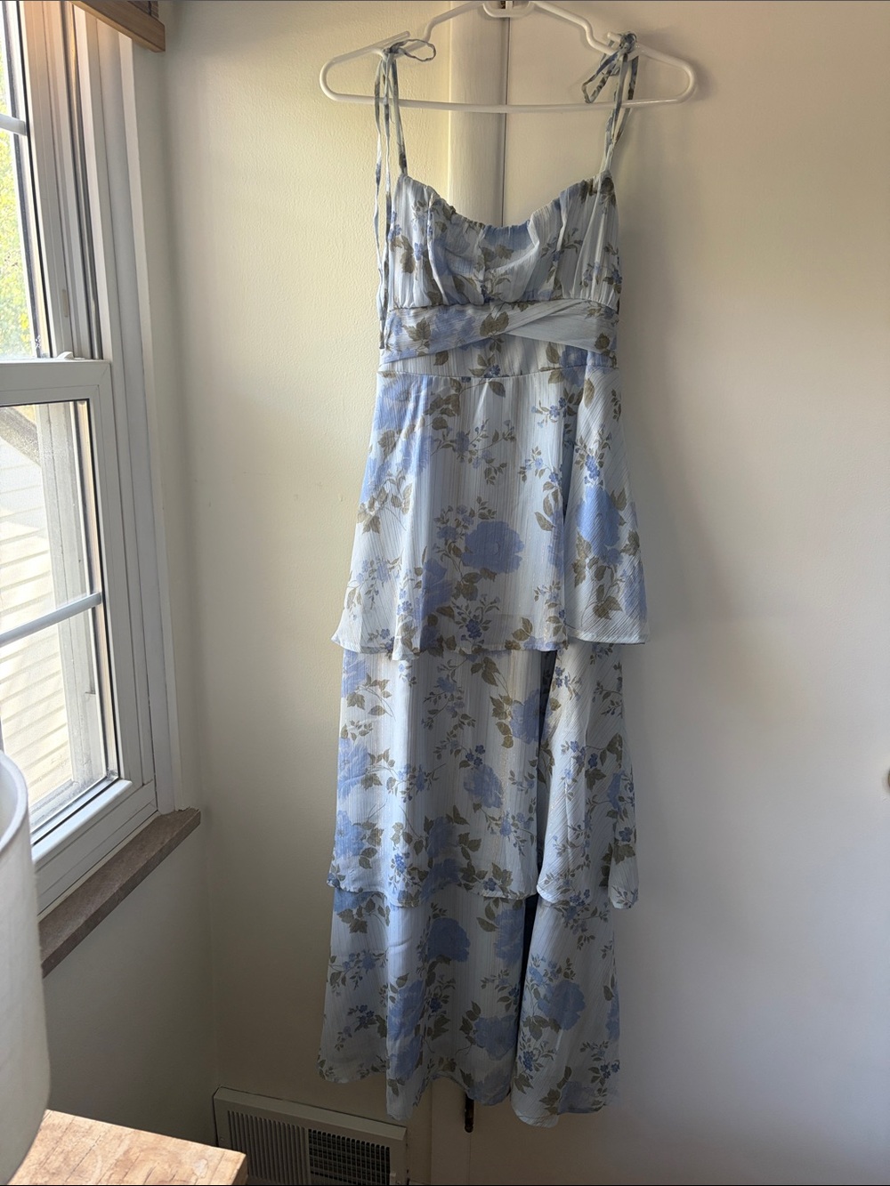 Altar’d State Flowy Blue Floral Tiered Dress